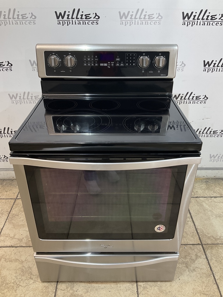 Whirlpool Used Electric Stove 220volts (40/50 AMP) 30inches {no cord} (Stainless Steel) 
