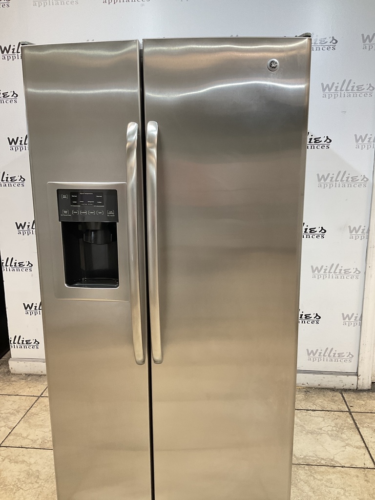 Ge Used Refrigerator Side by Side 36 1/2” x 69 1/2” (Stainless Steel) 