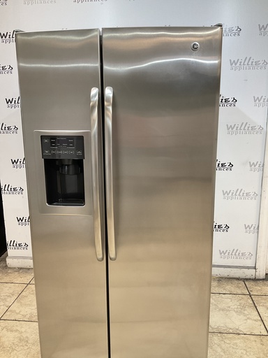 [104660] Ge Used Refrigerator Side by Side 36 1/2” x 69 1/2” (Stainless Steel) 