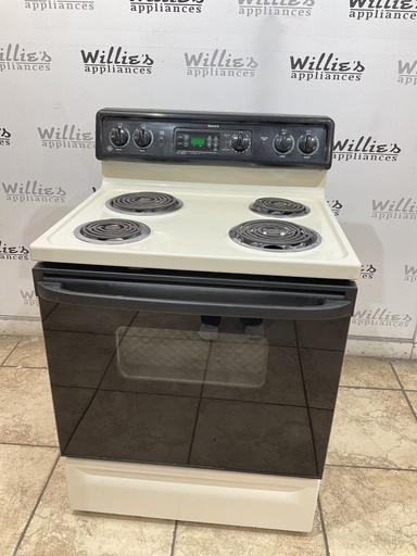 [104669] Ge Used Electric Stove 220volts (40/50 AMP) 30inches {no cord} (Bisque/Black) 