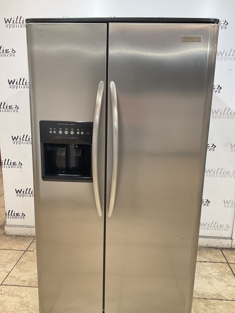 Frigidaire Used Refrigerator Side by Side Counter Depth 36 1/2” x 69 1/2” (Stainless Steel) 