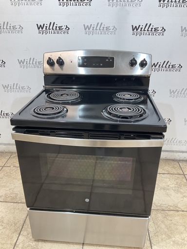 [104685] Ge Used Electric Stove 30inches {3 prong} (Stainless Steel) 