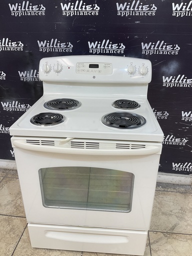 [104759] Ge Used Electric Stove 220volts (40/50 AMP) 30inches {3 prong} (Bisque) 