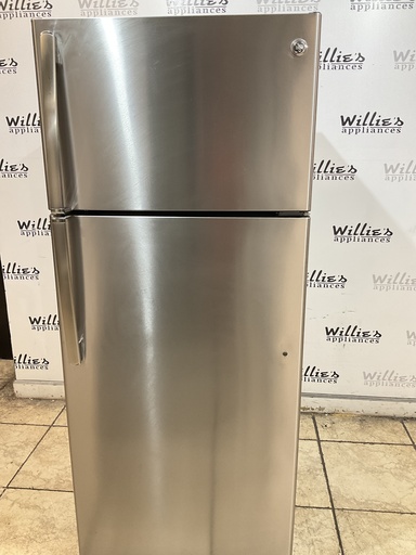 [104801] Ge Used Refrigerator Top and Bottom 28x67 (Stainless Steel) 
