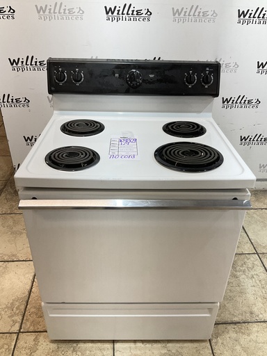 [104809] Ge Used Electric Stove 220volts (40/50 AMP) 30inches {no cord} (white/Black) 