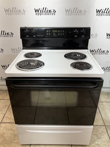 [104918] Frigidaire Used Electric Stove 220volts (40/50 AMP) 30inches {no cord} (White/Black) 