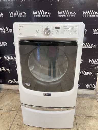 [104973] Maytag Used Electric Dryer 220volts (30 AMP) 27inches {4 prong}  (white) 