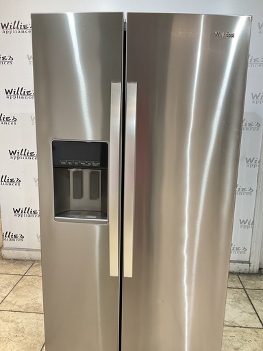 [104980] Whirlpool Used Refrigerator Side by Side Counter Depth 36x68 1/2” (Stainless Steel) 