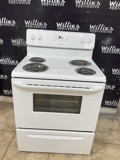 [105291] Frigidaire Used Electric Stove 220volts (40/50 AMP) 30inches {no cord} (White) 