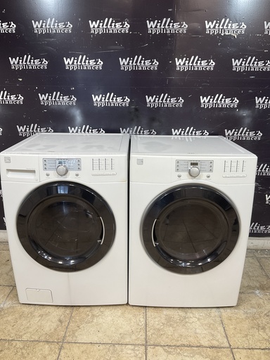 [105395] Kenmore Used Electric Set Washer/Dryer 220volts (30 AMP) 27inches {3 prong} (White) 