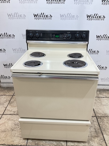 [105409] Hotpoint Used Electric Stove 220volts (40/50 AMP) 30inches {4 prong} (Bisque/Balck) 