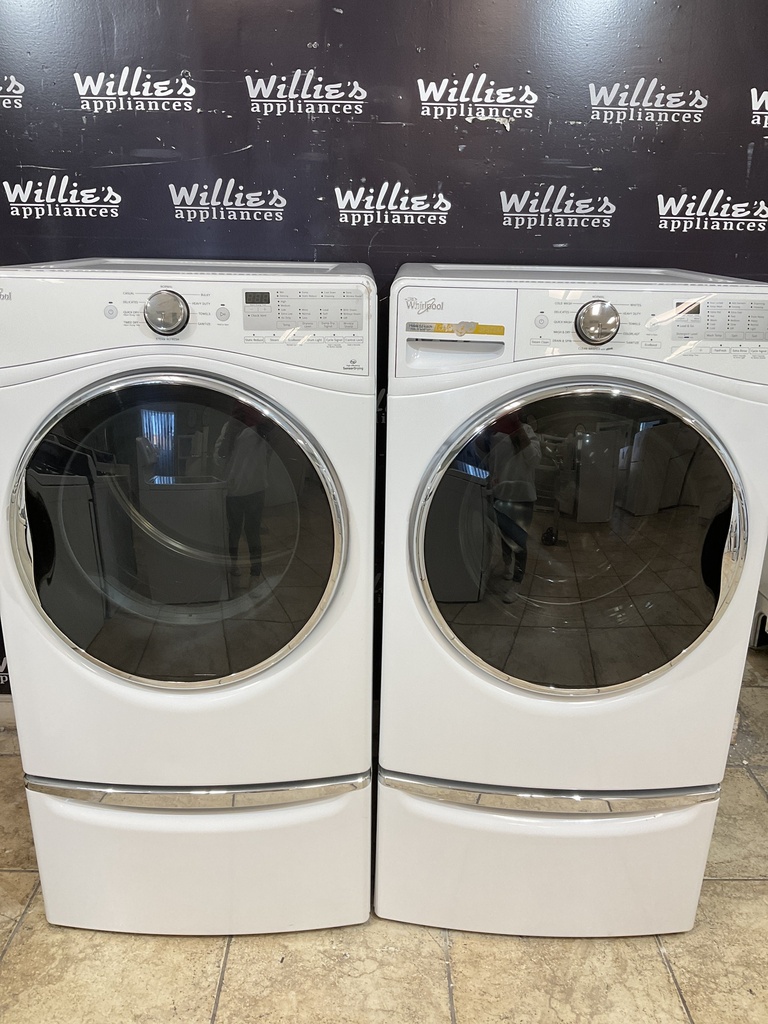 Whirlpool Used Electric Set Washer/Dryer Front-load 220volts (30 AMP) 27inches {3 prong} (White) 