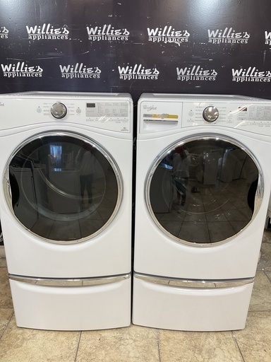 [105460] Whirlpool Used Electric Set Washer/Dryer Front-load 220volts (30 AMP) 27inches {3 prong} (White) 