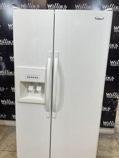 [105475] Whirlpool Used Refrigerator Side by Side 36x69 1/2” (White) 