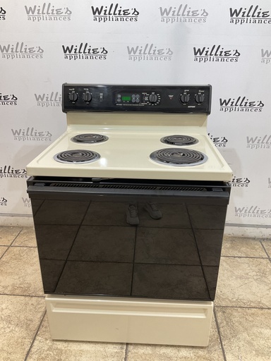 [105469] Hotpoint Used Electric Stove 220volts (40/50 AMP)  30inches {no cord} (Bisque/Black) 