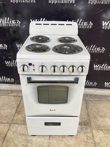 [105489] Avanti Used Electric Stove 220volts (40/50 AMP) 19 1/2” inches {no cord} (white) 