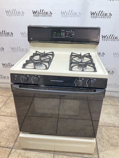[105526] Ge Used Natural Gas Stove 30inches (bisque/black) 