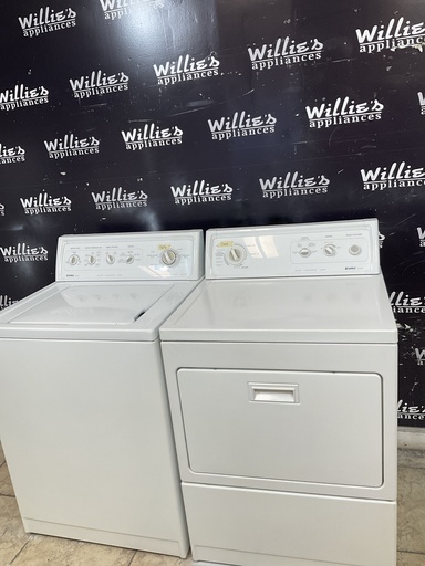 [105544] Kenmore Used Electric Set Washer/Dryer 220volts (30 AMP) 27inches {3 prong} (White) 