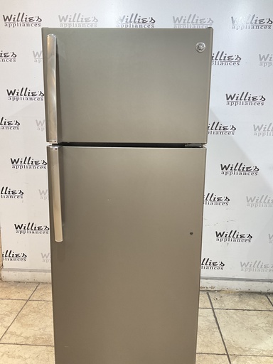 [105600] Ge Used Refrigerator Top and Bottom 28x67 (Stainless Steel) 