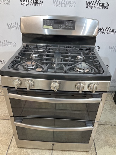 [105670] Ge Used Gas Propane Stove Double Oven 30inches (Stainless Steel) 