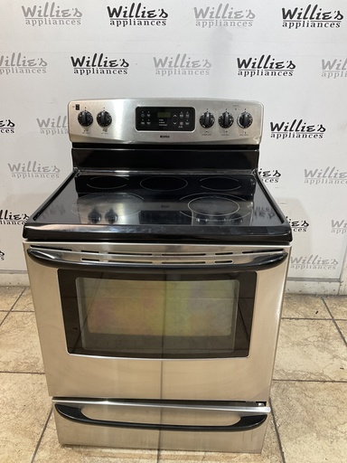 [105676] Kenmore Used Electric Stove 30inches {3 prong} (Stainless Steel) 