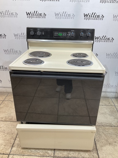 [105679] Hotpoint Used Electric Stove 220volts (40/50 AMP) 30inches {no cord} (Bisque/Black)