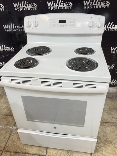 [105751] Ge Used Electric Stove 30inches {4 prong} (White) 