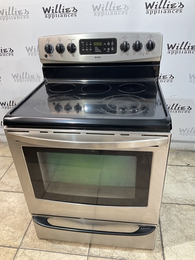 [105764] Kenmore Used Electric Stove 220volts (40/50 AMP) 30inches {no cord} (stainless steel)