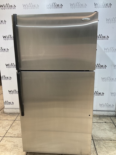 [105771] Whirlpool Used Refrigerator Top and Bottom 33x65 1/2” (stainless steel)