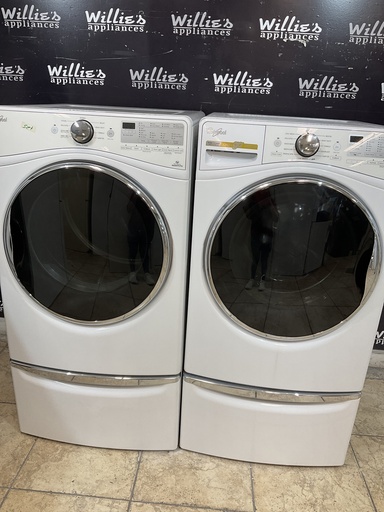 [105930] Whirlpool Used Electric Set Washer/Dryer Front-load 27inches {4 prong} (White) 