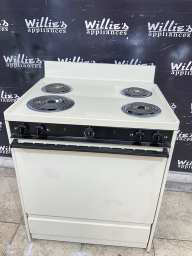 [105988] Tappan Used Electric Stove 220volts (40/50 AMP) 30inches {no cord} (Bisque) 