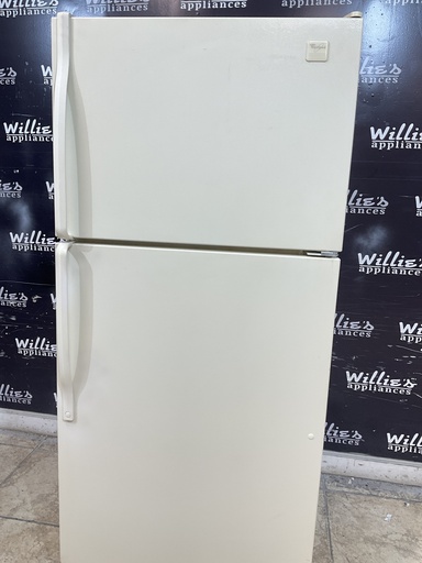 [106038] Whirlpool Used Refrigerator Top and Bottom 30x66 1/2” (Bisque) 