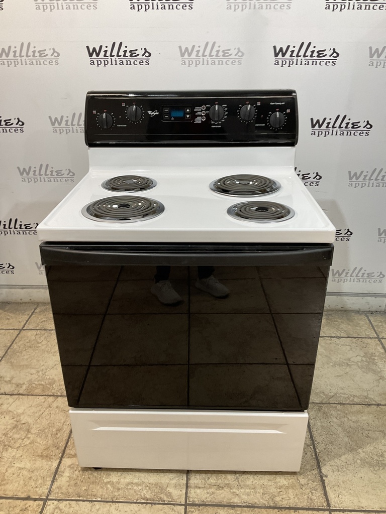 Whirlpool Used Electric Stove 220volts (40/50 AMP) 30inches {3 prong} (white/black) 