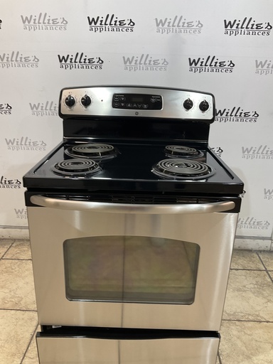 [106330] Ge Used Electric Stove 220volts (40/50 AMP)  30inches {no cord} (Stainless steel) 