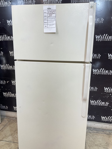 [106429] Ge Used Refrigerator Top and Bottom 28x67 1/2” (bisque) 