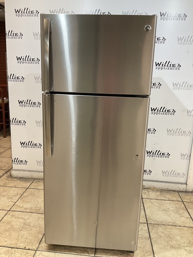 [106454] Ge Used Refrigerator Top and Bottom 28x67 (Stainless Steel) 
