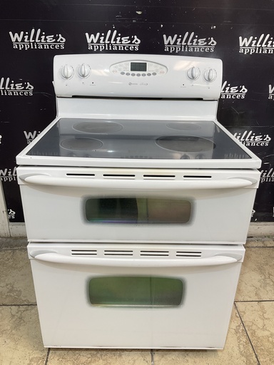 [106574] Maytag Used Electric Stove Double Oven 220volts (40/50 AMP) 30inches {4 prong} (White) 