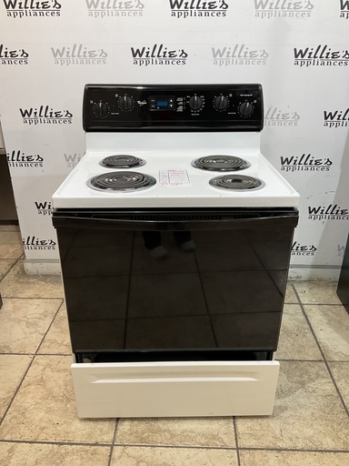 [106619] Whirlpool Used Electric Stove 220volts (40/50 AMP) 30inches {no cord} (White/black) 