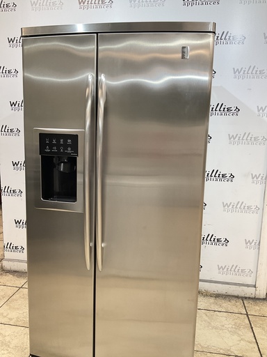 [107072] Ge Used Refrigerator Side By Side 36x70 1/2” (Stainless Steel) 