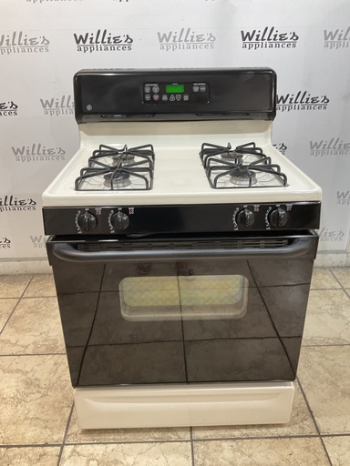 [107129] Ge Used Natural Gas Stove 30inches (bisque/black)