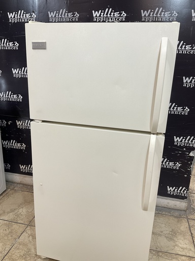 [107209] Frigidaire Used Refrigerator Top and Bottom 28x60 1/2” (Bisque) 
