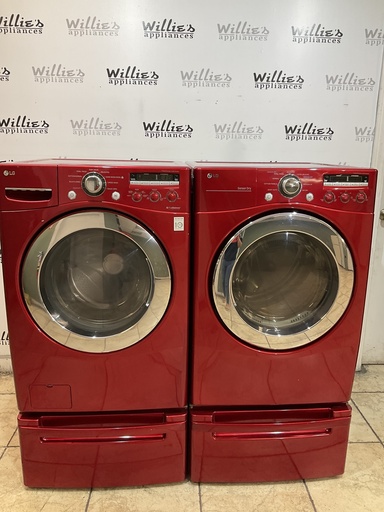 [107204] Lg Used Electric Set Washer/Dryer Front-load 220volts (30 AMP)  27inches {4 prong} (Red) 