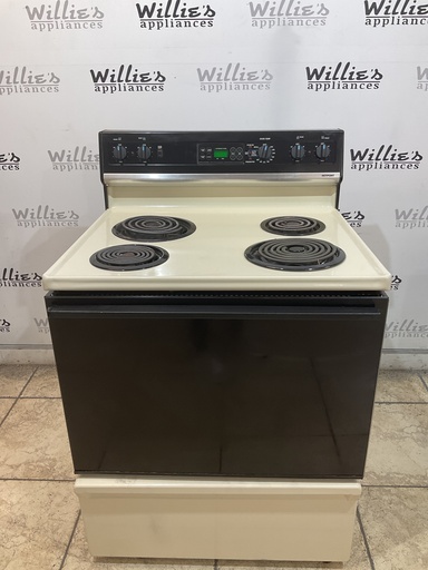 [107229] Hotpoint Used Electric Stove 220volts (40/50 AMP) 30inches {3 prong} (Bisque/black) 