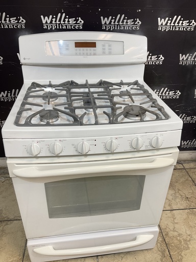 [107230] Ge Used Natural Gas Stove Double Oven 30inches (White) 