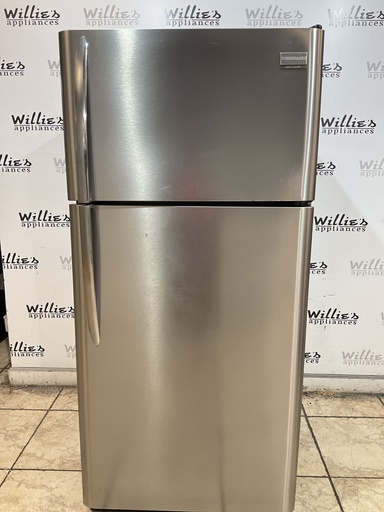 [107296] Frigidaire Used Refrigerator Top and Bottom 30x66 (Stainless Steel) 