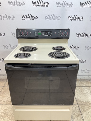 [108569] Ge Electric Stove 220volts (40/50 AMP) 30inches {no cord} (Bisque/Black) 