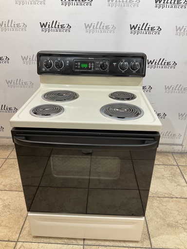 [108958] Ge Electric Stove 220volts (40/50 AMP) 30inches {no cord} (Bisque/Black) 