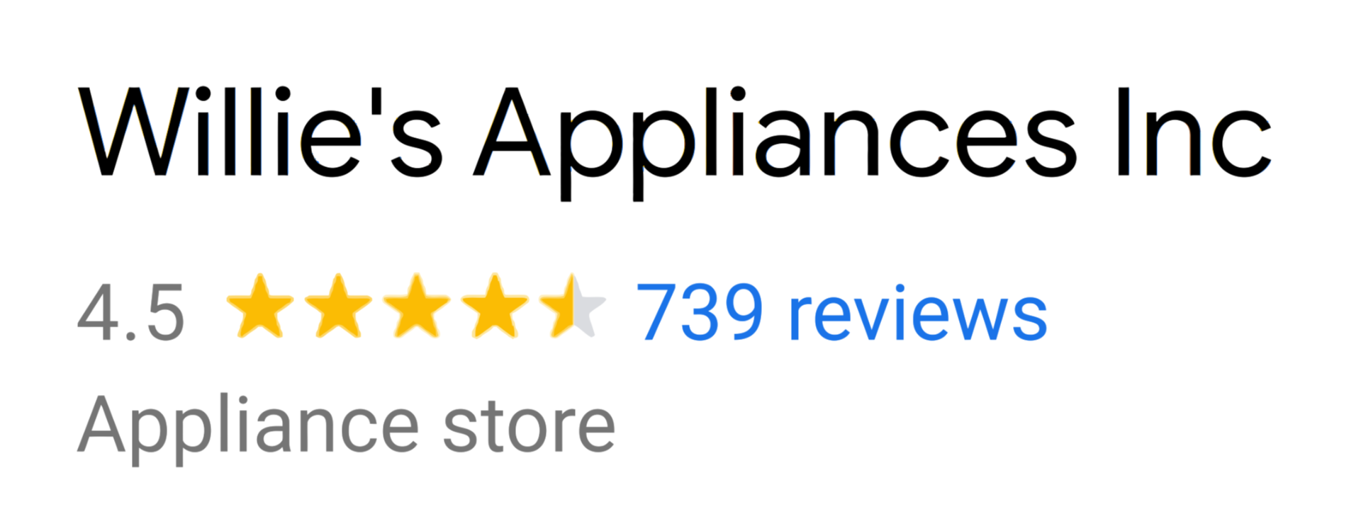 Willie's Appliances | New & Lightly used Appliances.. logo